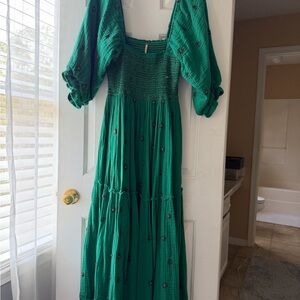Free People Green Long Sleeve Dress